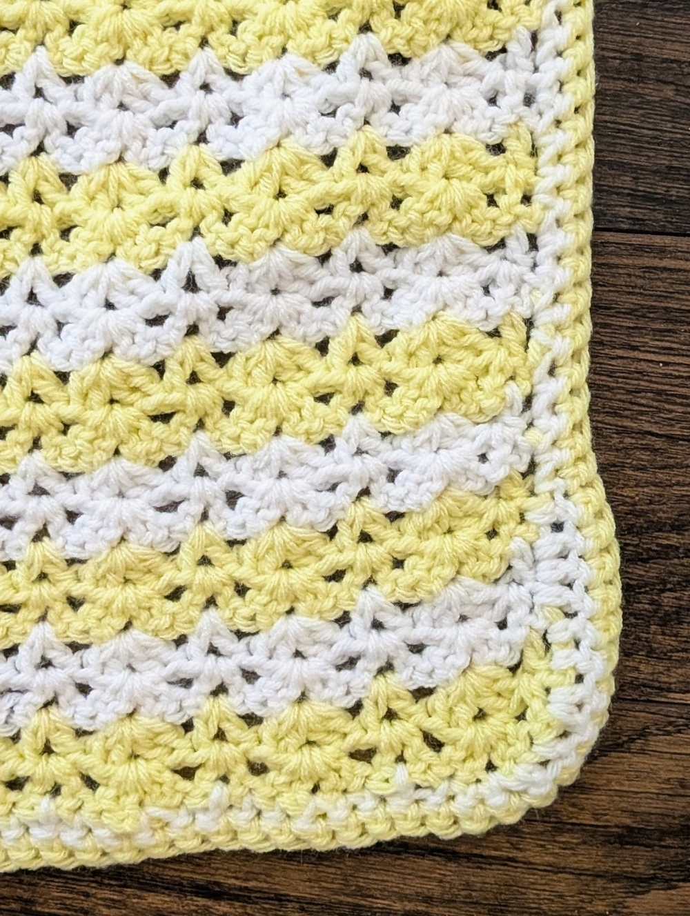 EUC Handmade 47"x36" Crocheted White and Yellow Throw Blanket Afghan - Picture 4 of 5